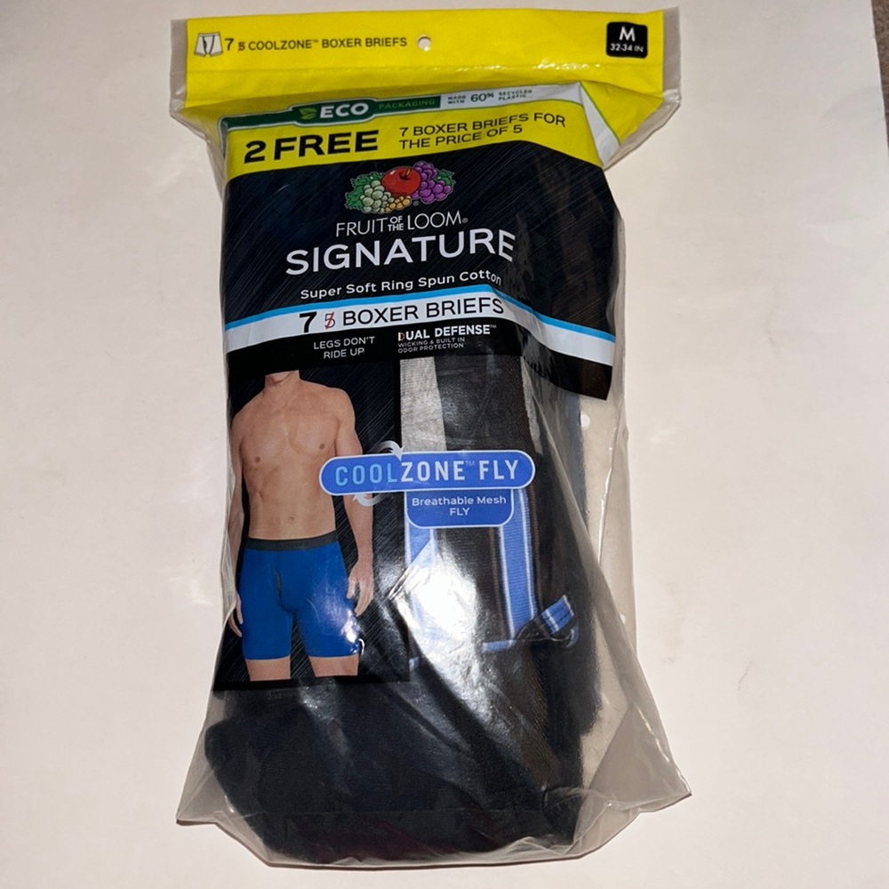 Fruit Of The Loom Mens Signature 7 Pack Boxer Briefs Size Medium (1-13)